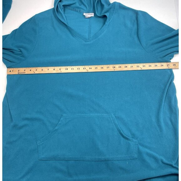 CATHERINES Womens Plus 2X 22/24W Teal Fleece L/S HOODIE Pullover Pocket EUC - Picture 3 of 6